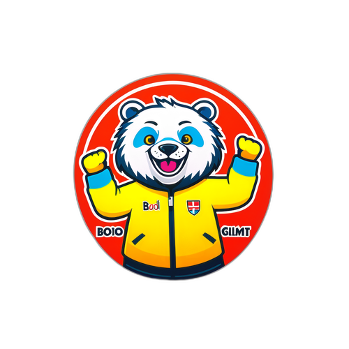 Sticker van Bodø/Glimt's mascotte die het publiek aanmoedigt