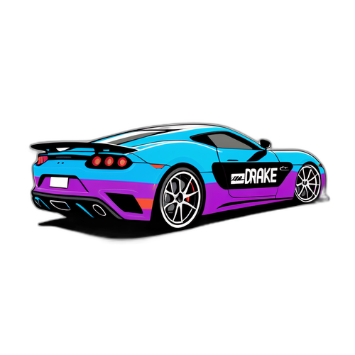 Sticker-Design eines coolen Sportwagens mit dem Text 'Drake Maye's Ride'