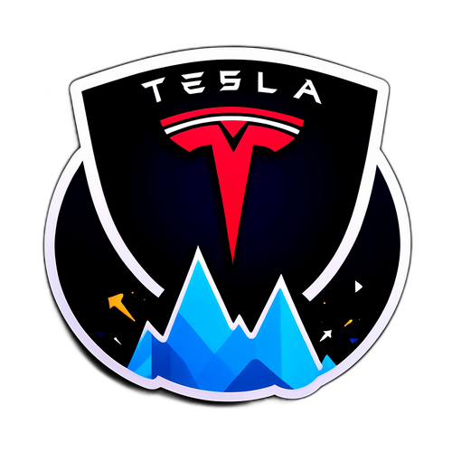 Tesla aksje-tema klistremerke