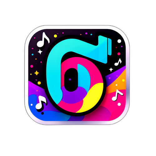 Иконка TikTok с яркими цветами и элементами танца и музыкальных трендов
