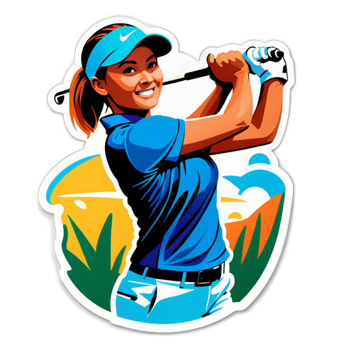LPGA 선수의 다양한 포즈와 게임 순간을 담은 스티커