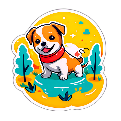 可愛い犬が遊んでいるシーン