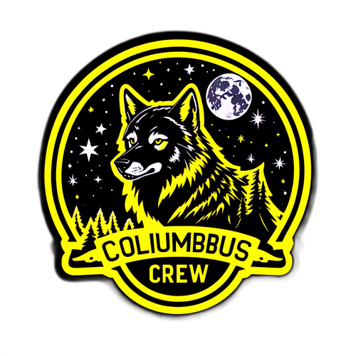 Стикер с силуэтом волка и надписью «Columbus Crew» на фоне звездного неба