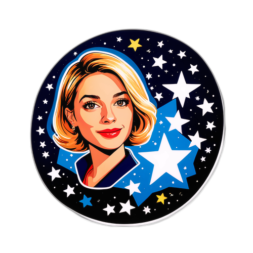 Sticker van Léa Drucker met sterren en een spotlight-effect