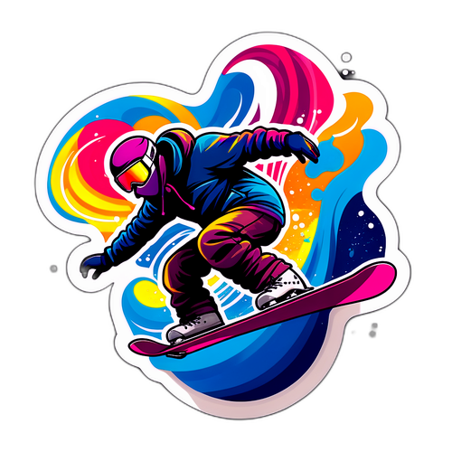 Artistieke weergave van iconische snowboardmoves in de halfpipe