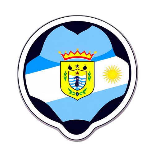 Sticker que representa la Liga de Fútbol Argentina con un balón y los colores de los equipos más populares
