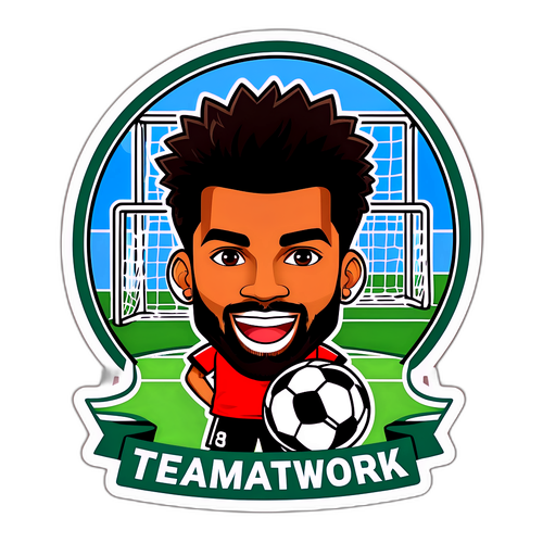 Fodbold-tema klistermærke med teamwork