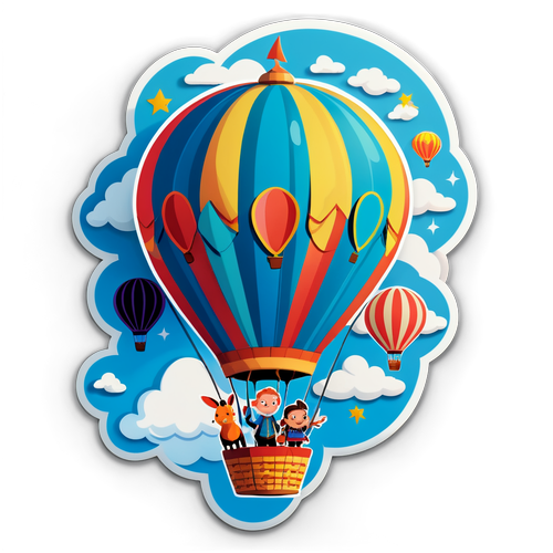 Magical Hot Air Balloon Ride with Whimsical Creatures