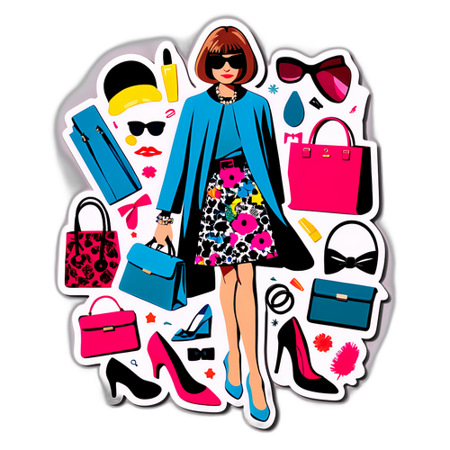 Sticker cu silueta stilizată a Annei Wintour