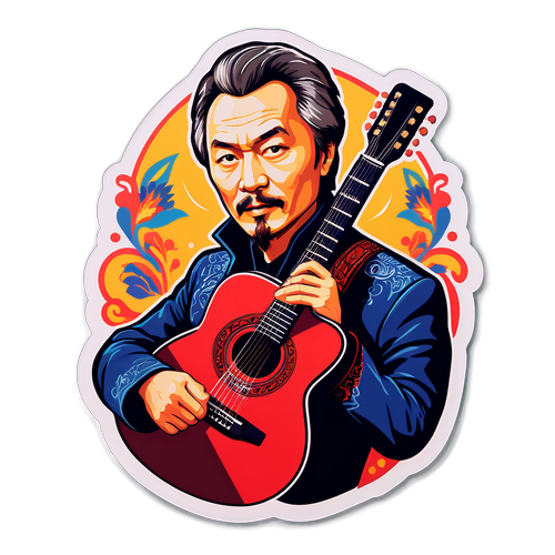 Портрет Анатолия Цоя в художественном стиле с Ornament в виде гитары