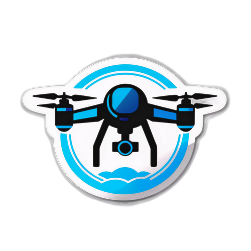 Innowacyjny dron z symbolami technologii