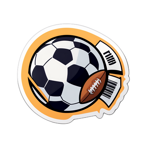 Милая наклейка с футбольным мячом и спортивными новостями