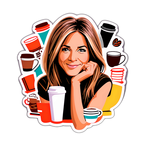 Avslappnad Jennifer Aniston med Kaffe