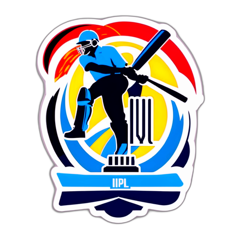 IPL 2025 로고와 선수 실루엣 결합 디자인