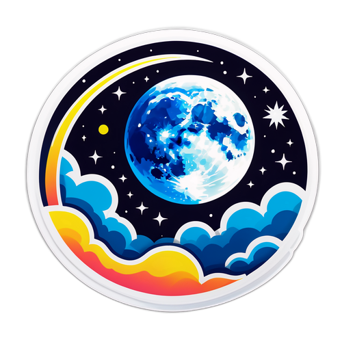 Magischer Aufkleber mit dem vollen Mond im Juli 2025
