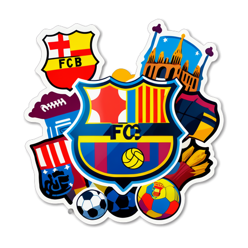 Stiker Klasik Emblem FC Barcelona dan Landmark Ikonik Sepanyol