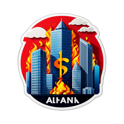 Стикер Alfa Bank с горящими монетами и стильными цифрами