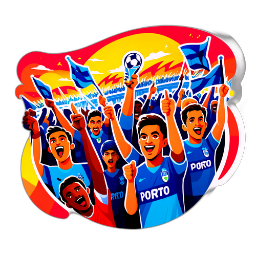 Aufkleber der jubelnden Menge beim Spiel FC Porto gegen Benfica