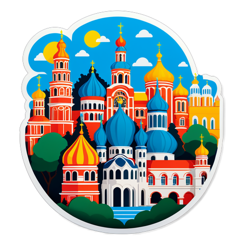 Наклейка с ярким изображением города Сумы и его достопримечательностей