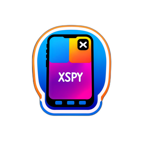 Tạo nhãn với hình ảnh điện thoại hiển thị logo ứng dụng XSpy một cách bí ẩn