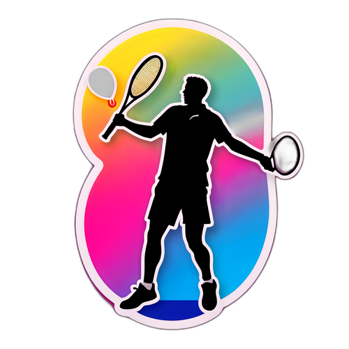 Minimalist Silhuet af Holger Rune med Tennisracket