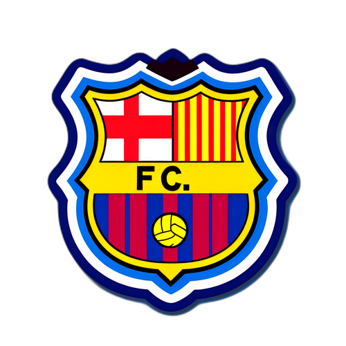 Samolepka s erbem FC Barcelona a dopisy symbolizující fanouškovskou poštu