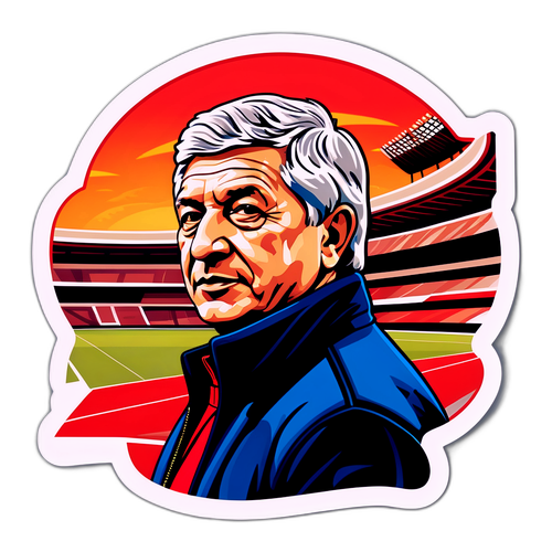 Pictură stilizată a lui Mircea Lucescu