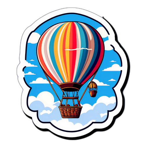 Stiker Gaya Vintage Balon Udara di Langit Biru