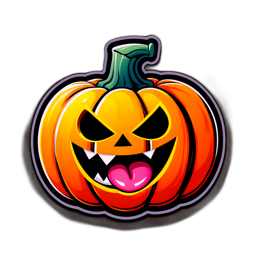 Sticker d'une citrouille malicieuse pour Halloween