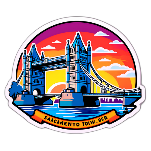 Un skyline panoramico di Sacramento con il ponte Tower e un tramonto