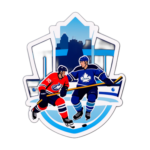 Силуэты хоккеистов Тампы и Ванкувера на фоне стадиона с прогнозом матча