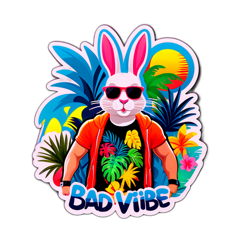 Αυτοκόλλητο Bad Bunny με τροπικά σχέδια