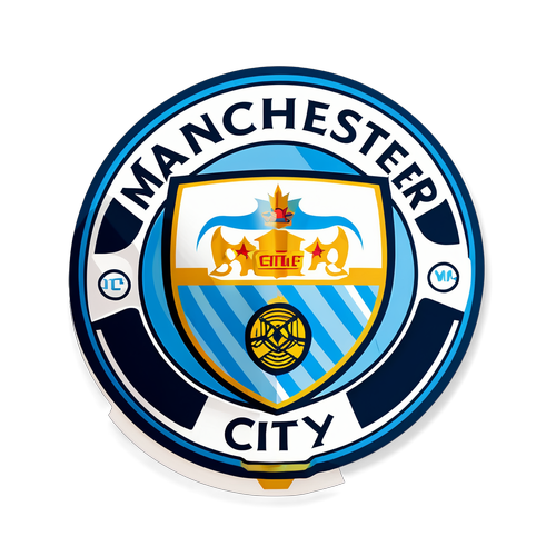 Manchester City klistremerke med stylisert fotball og klubblogo