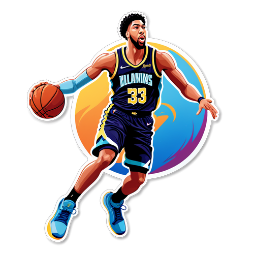 Isang artistikong sticker ni Anthony Davis na tumatalon para sa slam dunk