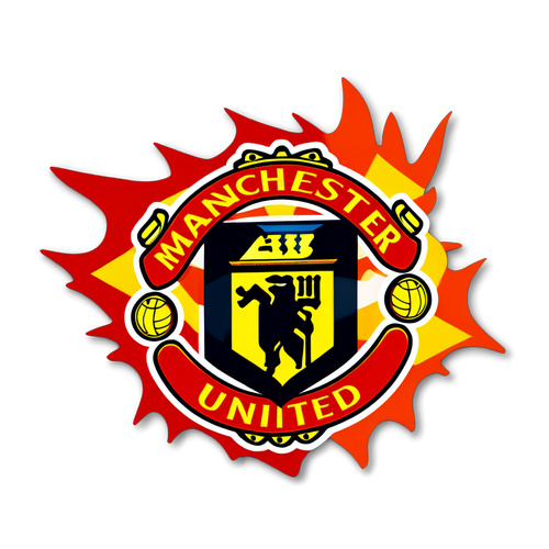 Fiery Passion: Unite with Manchester United's Bold "United We Stand!" Sticker!