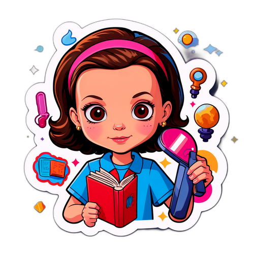 Quirky Cartoon na Sticker ni Millie Bobby Brown
