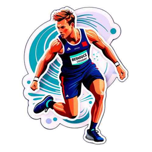 Elegante sticker van Jenno Berckmoes in een sportieve pose