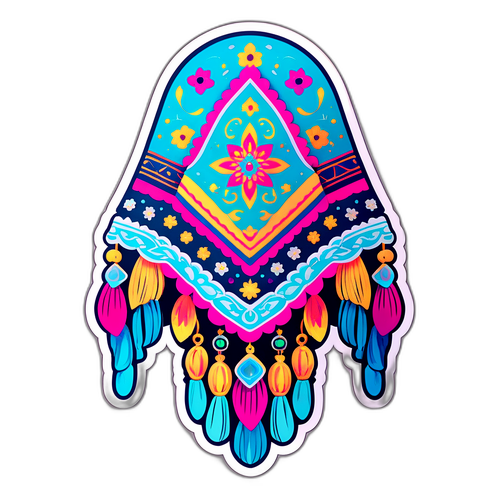 Renkli Şal Motifli Etiket