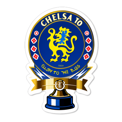 Shiny logo Chelsea z trofeami