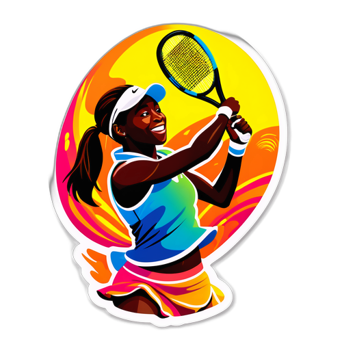 Diseño de una pelota de tenis con la silueta de Coco Gauff
