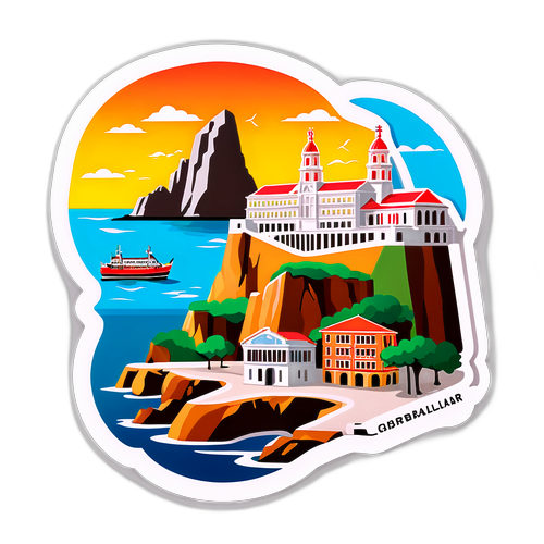 Nálepka s historickými ikonami Gibraltaru