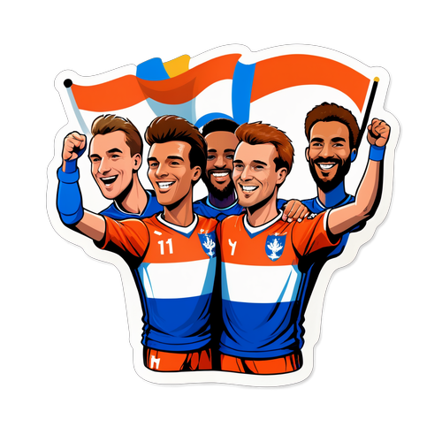 Feestelijke Overwinning: De Nederlandse Nationaliteit Viering met Een Kleurrijke Sticker!