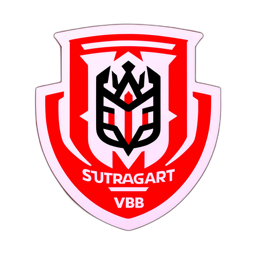 Futuristische Darstellung des VfB Stuttgart Logos mit dynamischem Stadion Hintergrund
