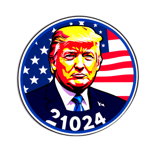 Sticker cu banner politic mic, featuring Donald Trump și textul "2024 Elections"