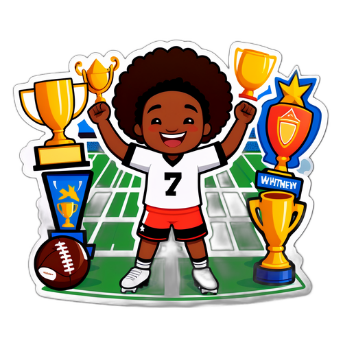 Whimsical Football Field Celebration Sticker