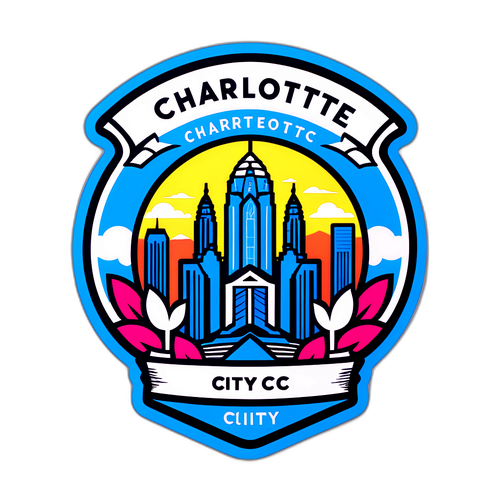 Stiker Logo Charlotte FC dengan Elemen Ikonik Kota Charlotte