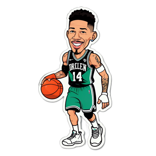 Fun Caricature of a Basketball Player in Action