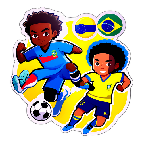 에콰도르와 브라질 축구 스타 스티커 디자인