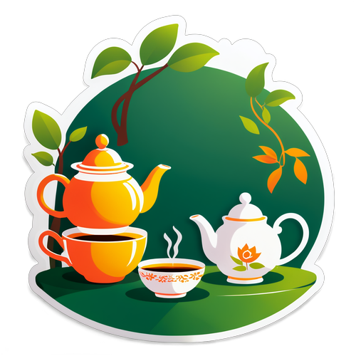 茶园表演的茶壶和茶杯