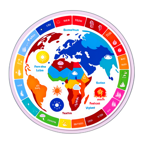 ไดอะแกรมขำขันแสดงอุณหภูมิสุดโต่งในส่วนต่างๆ ของโลก